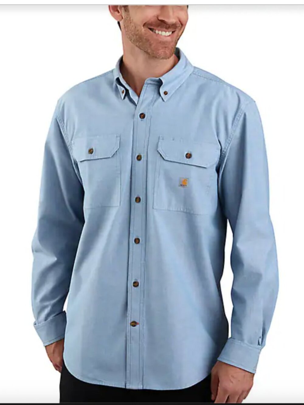 Carhartt Men's Chambray Button-Down Work Shirt 3XL Light Blue NWT Cotton Utility